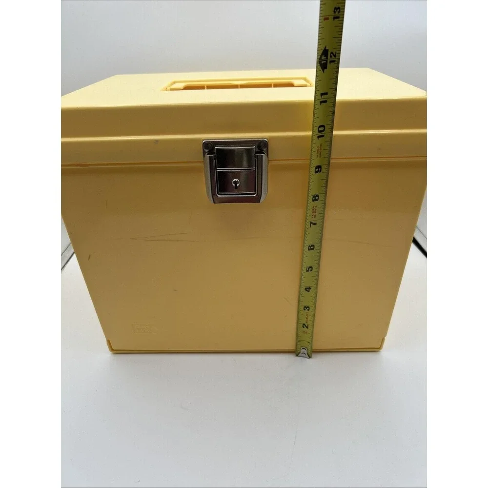Oxford File-It Portable File Box Large Yellow Plastic Vintage Latch Handle 13x11